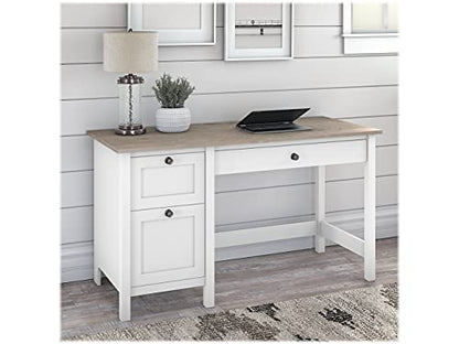 Bush Furniture Mayfield Computer Desk with Drawers| Table and Storage for Home Office Workspace, 54W, Shiplap Gray/Pure White - WoodArtSupply