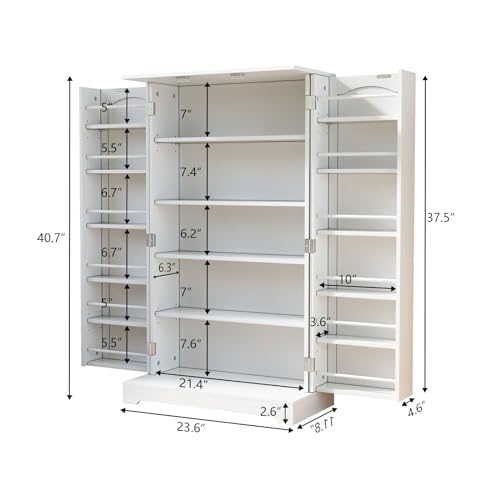 HOLTICO 41'' Freestanding Pantry Cabinet, Kitchen Pantry Storage Cabinet with Doors and Adjustable Shelves, Food Pantry Cabinet for Kitchen, Dining Room, Living Room and Garage,Snow White HOLTICO