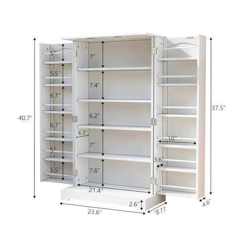 HOLTICO 41'' Freestanding Pantry Cabinet, Kitchen Pantry Storage Cabinet with Doors and Adjustable Shelves, Food Pantry Cabinet for Kitchen, Dining Room, Living Room and Garage,Snow White - WoodArtSupply