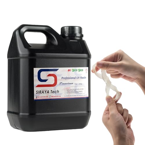Siraya Tech Tenacious 3D Printer Resin Flexible 405nm UV-Curing Resin with High Impact Resistance Standard Photopolymer Resin for LCD DLP 3D Printing (2000g, Clear) Siraya Tech