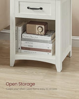 VASAGLE LIRY Collection - Farmhouse Nightstands with Charging Station, Set of 2 Bedside Tables, Side Tables with Drawer, Open Compartment, for Bedroom, Rustic White and Honey Brown ULET859K41 VASAGLE