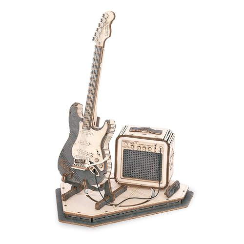 ROKR 3D Puzzles for Adults Wooden Craft Kits Musical Instrument Model Kit Collectibles Home Desk Room Decor (Electric Guitar) - WoodArtSupply