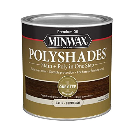 Minwax PolyShades Wood Stain + Polyurethane Finish – ½ Pint, Espresso, Satin Minwax