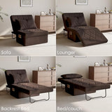 DSNAPE Convertible Sofa Bed with 5-Level Adjustable Backrest, 74" D x 28" W 4-in-1 Folding Ottoman Sleeper Chair Bed, Modern Single Futon Couch for Living Room Apartment Dorm Small Space, Dark Brown DSNAPE