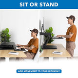 Mount-It! Compact Standing Desk Riser, Height Adjustable Desktop Sit Stand Workstation with Gas Spring, Tabletop Stand Up Desk with Keyboard Tray, Black Mount-It!