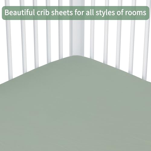 GUNTAIL Baby Crib Sheets for Boys Girls, 2 Pack Fitted Crib Sheet for Standard Crib and Toddler Mattress, Soft Microfiber Baby Sheet 52x28x8in (Brown & Green) GUNTAIL