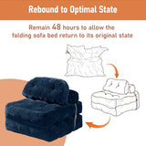 Vellorise Folding Sofa Bed, Convertible Sleeper Chair with Back Support and Pillow Futon,Boneless Foldable Couch for Living Room/Guest Use/Home Office, Foldable Chair Bed for Adults, Navy Blue Vellorise