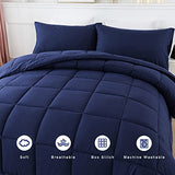 DOWNCOOL Blue Full Size Comforter Set - All Season Bedding with 2 Pillowcases - 3 Pieces - Down Alternative Comforter Set DOWNCOOL