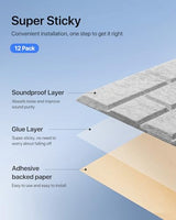 Soundproof Wall Panels Self-Adhesive Acoustic Panels Sound Absorbing Panels 12 Pack Noise Cancelling Wall Panels Brick Soundproof Adhesive Panels For Wall Decoration, Acoustic Treatment 12"×12"×0.4" Soundsbay