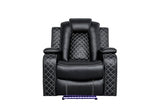 Ball & Cast Power Recliner Sofa Set Leather Reclining Couch Home Theater Seating 3PCS Recliner Couch Loveseat & Chair Sets with Coffee Table,Reading Light,Cup Holders for Home Theater,Living Room
