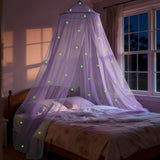 LionLively Purple Bed Canopy for Girls with Glow-in-The-Dark Stars, Princess Canopy Curtains Fits Single, Twin, Full, Queen Size Bed, Bedroom Accessories, Ceiling Tent