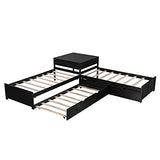Harper & Bright Designs L-Shaped Platform Bed Frame with Trundle and Drawers Linked with Built-in Desk for Kids Boys Girls, Twin, Espresso Harper & Bright Designs