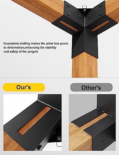 ZEKOO Pergola Brackets Kit 4x4 Gazebo Brackets Heavy Duty Black Powder-Coated 3-Way Right Angle Corner Brackets Pergola kit for Outdoor Pergola Gazebo Patio Garden ZEKOO