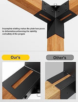ZEKOO Pergola Brackets Kit 4x4 Gazebo Brackets Heavy Duty Black Powder-Coated 3-Way Right Angle Corner Brackets Pergola kit for Outdoor Pergola Gazebo Patio Garden ZEKOO