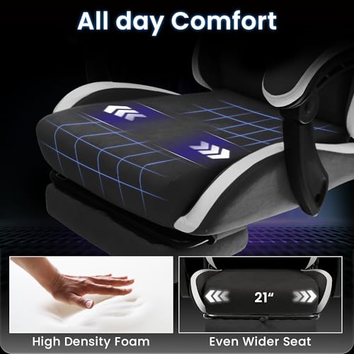 N-GEN GAMING Video Gaming Chair Office Computer Desk Use Ergonomic Reclining Backrest Adjustable Armrests Lumbar Support Footrest High Density Foam Breathable Fabric Heavy Duty Base (Black) N-GEN GAMING