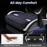 N-GEN GAMING Video Gaming Chair Office Computer Desk Use Ergonomic Reclining Backrest Adjustable Armrests Lumbar Support Footrest High Density Foam Breathable Fabric Heavy Duty Base (Black) N-GEN GAMING
