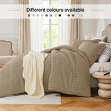 Quataly Brown Full Comforter Set - 3 Pieces Seersucker Lightweight Bedding Comforter Sets (1 Soft Fluffy Comforter & 2 Pillowcases) - All Seasons Cozy Modern Bed Sets Quataly