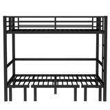 Full over Full Metal Bunk Bed with Guardrails, Convertible Loft Bed with Sofa & Lower Bed, Full Loft Bunk Beds can be Pulled out in 3 Sections for Teens, Adults, Bedroom, Black Harper & Bright Designs