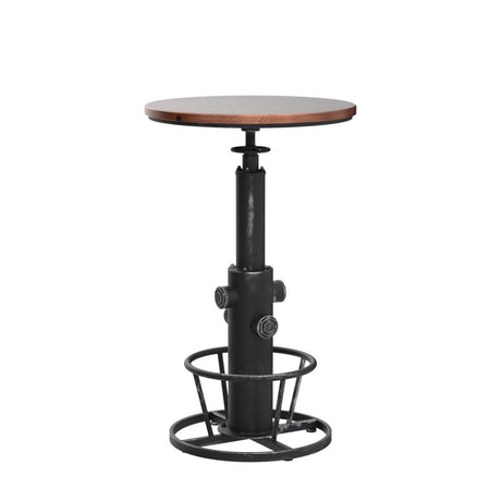 BOKKOLIK Industrial Bistro Bar Table 38.6-44.4inch Height Adjustable Farmhouse Pub Table for Kitchen Dinning Room Office Swivel Wooden Top BOKKOLIK