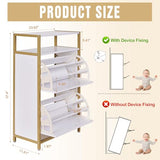 VECELO Shoe Storage Cabinet with 2 Flip Entryway Modern Slim Hidden Freestanding Organizer with Metal Legs for Narrow Hallway, Living Room, Large Capacity, White, 2-Drawers VECELO