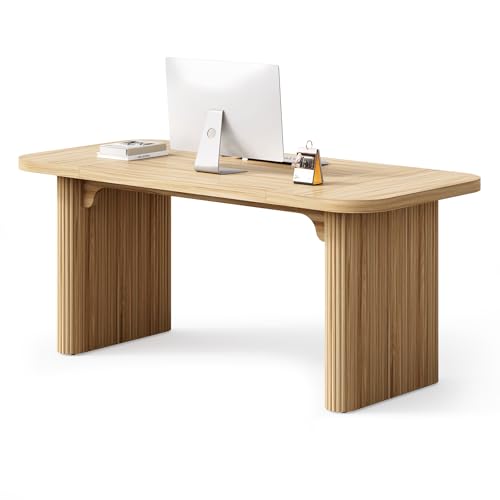 LITTLE TREE 62-Inch Home Office Computer Desk, Large Writing Desk with Textured Double Base, 5 ft Conference Meeting Seminar Table for Office LITTLE TREE