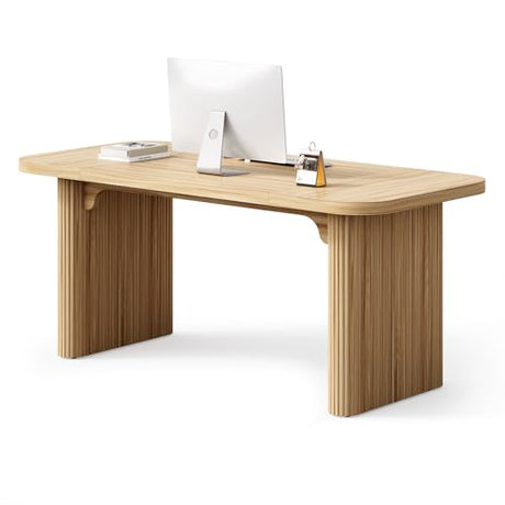 LITTLE TREE 62-Inch Home Office Computer Desk, Large Writing Desk with Textured Double Base, 5 ft Conference Meeting Seminar Table for Office LITTLE TREE