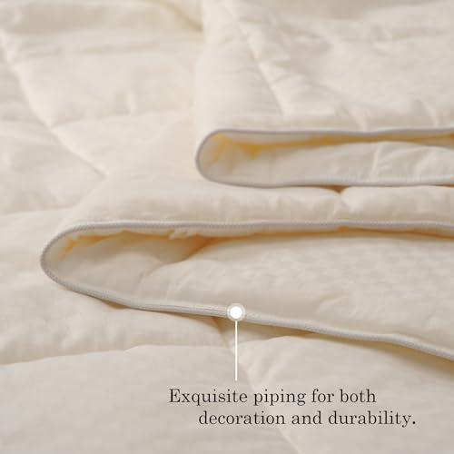 CUDDLE DREAMS Wool Comforter Duvet Insert, 100% Australian Wool Filling with Soft Noiseless Cotton Shell, Natural Warmth (Midweight for All Season, Queen) CUDDLE DREAMS