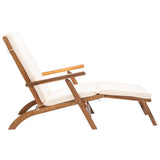 SAFAVIEH Outdoor Collection Palmdale Natural Brown Solid Wood/Beige Cushion Chaise Lounge Chair (PAT7015C) Safavieh