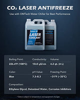 OMTech CO2 Laser Coolant Non Conductive Liquid Cooler Heat Transfer Fluid for Laser Engraver Water Chiller, Prediluted Antifreeze Coolant for Laser Tubes, 1 gal Blue Transparent Water Cooling Solution OMTech