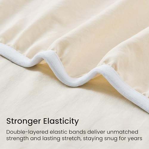 GOKOTTA 4-Pcs King Size Sheets Set, 10-16" Deep Pocket, Non-Slip Elastic Corner Straps, Washed & Brushed Microfiber Polyester - Hotel Luxury, Ultra Soft, Breathable, Wrinkle-Free, Anti-Rip - Beige GOKOTTA