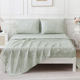 Homilay 100% Natural Cotton Percale Sheets Set,Full Size 4 PC, Breathable&Durable Hotel Quality Bedding, 16" Deep Pocket Botanical Floral Bedsheets,Sage Green Homilay