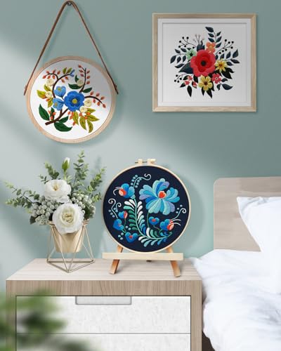 TINDTOP 3 Sets Embroidery Kit for Adults, Floral Embroidery Practice Kit for Beginners Include Embroidery Cloth Hoops Threads for Craft Lover Hand Stitch with Embroidery Skill Techniques TINDTOP