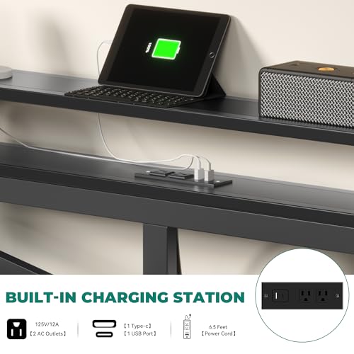 YITAHOME Full Size Floating Bed Frame with USB Charging Station Storage Headboard and with Led Light, Heavy Duty Metal Platform Bed Frame, No Box Spring Needed, Easy Assembly and Noise Free, Black YITAHOME