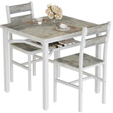 Hooseng 3 Piece Dining Table Set for 2, Small Wooden Kitchen Table with Storage, Farmhouse Square Dinette Set for Dining Room, Breakfast Nook, Apartment, Small Space Hooseng