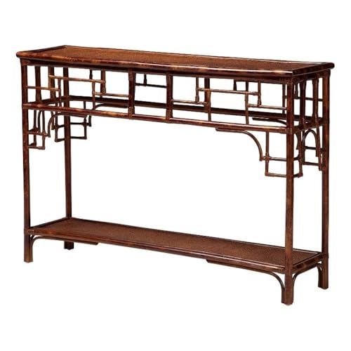 bali & pari Sebalio Tortoise Natural Rattan Console Table with Open Shelf bali & pari