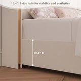 HITHOS 2 Set Twin Upholstered LED Bed Frame with Storage Drawer, Velvet Kids Bed with Headboard, Princess Twin Platform Bed for Girls/Kids, Solid Wood Slats Support, No Box Spring Needed (Beige) HITHOS