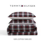 Tommy Hilfiger - Duvet Set, Luxuriously Soft Yarn-Dyed Cotton Bedding with Matching Sham, Plaid Design (Essential Tartan Red, Twin) Tommy Hilfiger