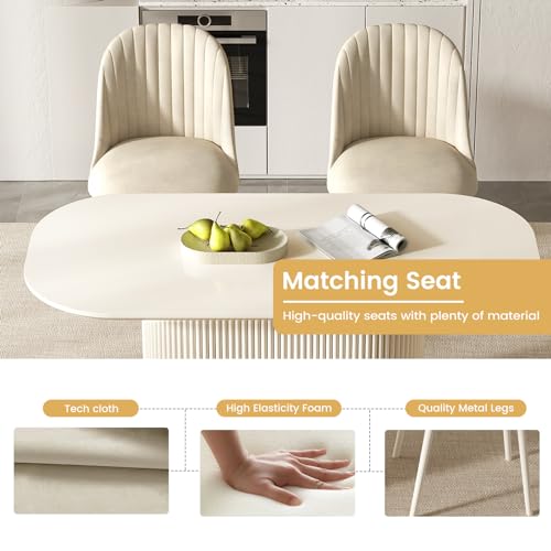 Guyii 86.61'' Large Dining Table Set for 8 Modern Oval Dining Table with Chairs 8 Seats Kichen Table Set White Dining Set for Dining Room Breakfast Nook Restaurant Guyii
