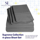Twin Size Bed Sheets - 4 Piece 1500 Supreme Collection Fine Brushed Microfiber Deep Pocket Twin Sheet Set Bedding - 1 EXTRA PILLOW CASES, GREAT VALUE, Twin, Gray Sweet Home Collection
