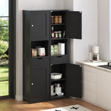 Vongrasig Tall Bathroom Storage Cabine, 64”H Freestanding Storage Pantry Cabinet, Narrow Cabinet with Adjustable Shelves, Open compartments for Small Spaces, Bathroom, Living Room, Kitchen, Black Vongrasig