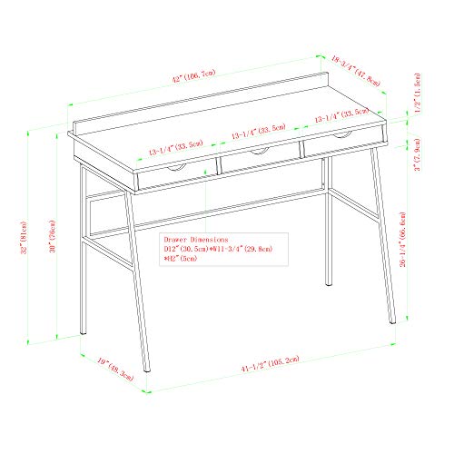 Walker Edison Eleanor Contemporary 3 Drawer Angled Writing Desk, 42 Inch, Grey Wash - WoodArtSupply