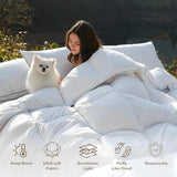 DWR Luxury Down Feather Fibers Comforter Full/Queen, Hotel-Style Fluffy Duvet Insert, Ultra-Soft Cotton Blend Fabric, High Fill Power 46oz Medium Weight for All Season(90x90, White) DWR