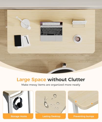 POLWKZU Folding Desk Small Foldable Desk for Small Space, 31.5 Inches Writing Computer Desks in Study, Home Office Foldable Office Desks for Bedroom, Oak POLWKZU