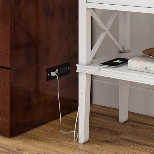 AFI Hamilton Full Murphy Bed Chest with Mattress, Storage, and Built-in Charger in Walnut AFI