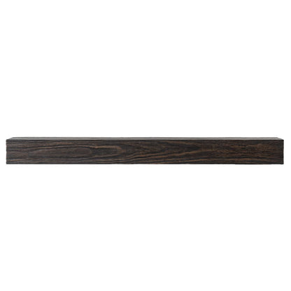 Modern Ember Modern Rustic 72 Inch Wood Mantel Shelf in Charcoal Black Stowe, Wall-Mounted Shelf with Dark Hand Brushed Sand Groove Pattern; for Fireplaces, Hearths & Décor