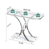 O&K FURNITURE Silver Glass Console Tables for Entryway,Glass Entryway Table with Curved Frames and Marble Base, Modern Entrance Table Sofa Table for Living Room,Hallway,Silver Glass&White Marble O&K FURNITURE