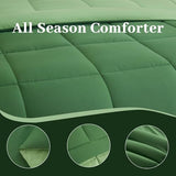 BedTreat Down Alternative Comforter Twin Duvet Insert with Corner Tabs, All Season Quilted Bed Comforter Box-Stitched Twin Comforter Olive Green and Grass Green，Machine Washable Microfiber Bedding BedTreat