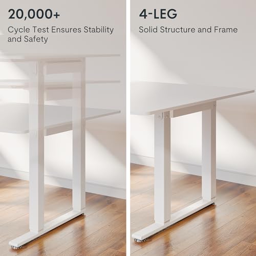 FLEXISPOT Dual Motor 4 Legs L Shaped Standing Desk Corner Desk Computer Electric Sit Stand Up Desk Height Adjustable Desk Home Office Table with Splice Board, 71x43 White FLEXISPOT
