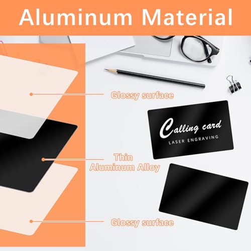 350 Pcs Metal Business Card Blanks, Black Aluminium Metal Business Cards for CNC Laser Engraving Engraver Multipurpose Personalized Custom Business Cards Blank Thickness 0.01 Inch lipetol