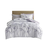 Comfort Spaces Bed in A Bag - Trendy Casual Design Cozy Comforter with Complete Sheet Set with Side Pocket, All Season Cover, Matching Shams Twin XL(66 in x 90 in), Kate, Grey/Purple 6 Piece Comfort Spaces